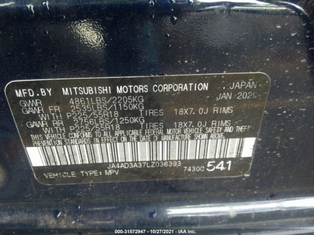 Photo 8 VIN: JA4AD3A37LZ036393 - MITSUBISHI OUTLANDER 