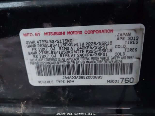 Photo 8 VIN: JA4AD3A38EZ000893 - MITSUBISHI OUTLANDER 