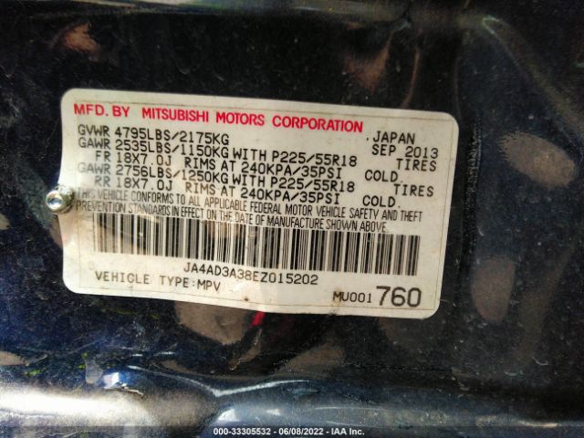 Photo 8 VIN: JA4AD3A38EZ015202 - MITSUBISHI OUTLANDER 