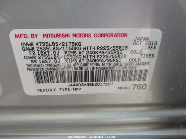 Photo 8 VIN: JA4AD3A38EZ017287 - MITSUBISHI OUTLANDER 