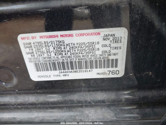 Photo 8 VIN: JA4AD3A38EZ018147 - MITSUBISHI OUTLANDER 