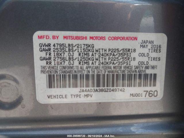 Photo 8 VIN: JA4AD3A38GZ049742 - MITSUBISHI OUTLANDER 