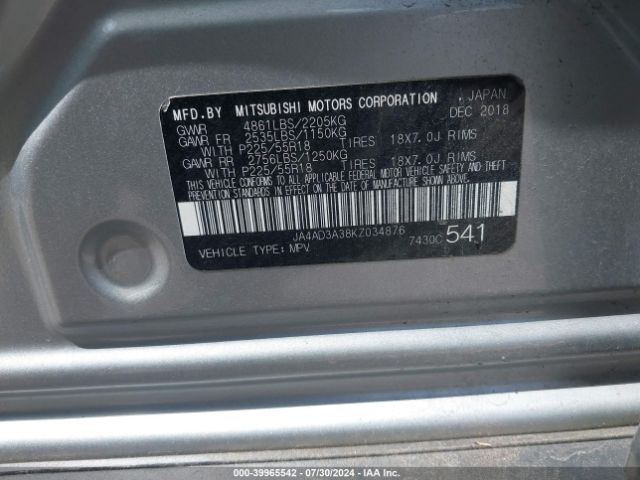 Photo 8 VIN: JA4AD3A38KZ034876 - MITSUBISHI OUTLANDER 