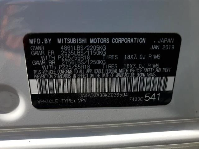 Photo 11 VIN: JA4AD3A38KZ036594 - MITSUBISHI OUTLANDER 