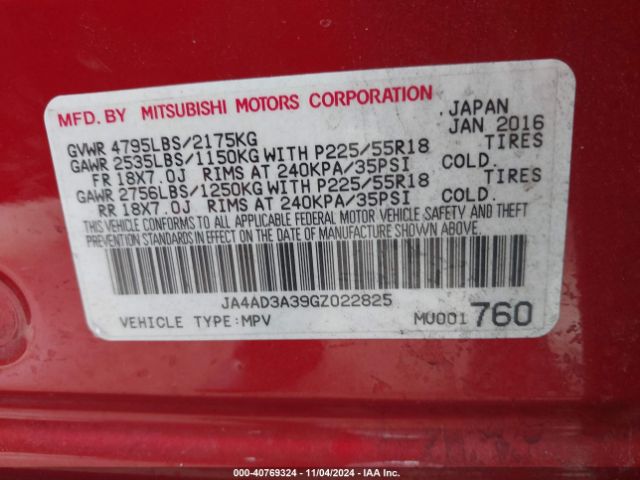 Photo 8 VIN: JA4AD3A39GZ022825 - MITSUBISHI OUTLANDER 