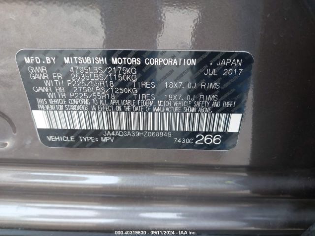 Photo 8 VIN: JA4AD3A39HZ068849 - MITSUBISHI OUTLANDER 