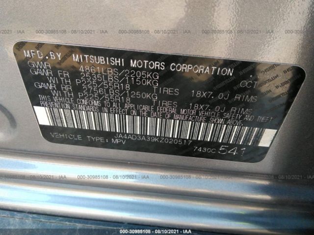 Photo 8 VIN: JA4AD3A39KZ020517 - MITSUBISHI OUTLANDER 