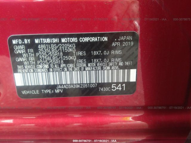 Photo 8 VIN: JA4AD3A39KZ051007 - MITSUBISHI OUTLANDER 