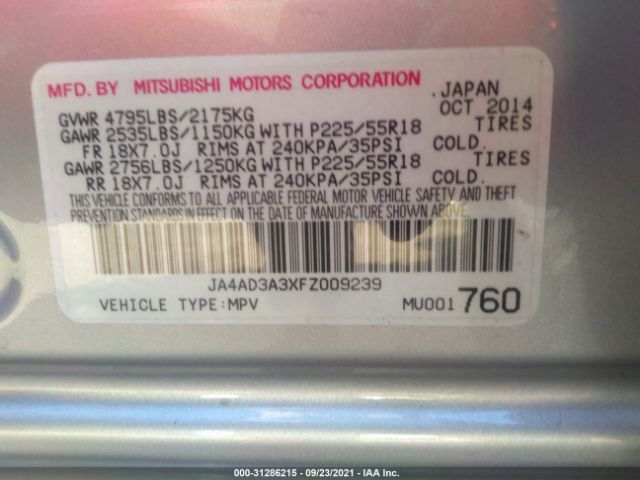 Photo 8 VIN: JA4AD3A3XFZ009239 - MITSUBISHI OUTLANDER 