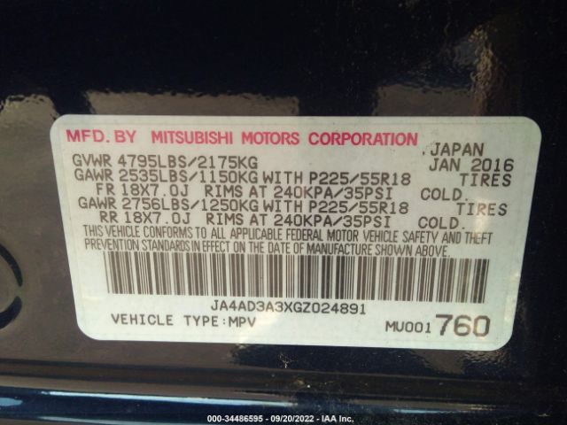 Photo 8 VIN: JA4AD3A3XGZ024891 - MITSUBISHI OUTLANDER 