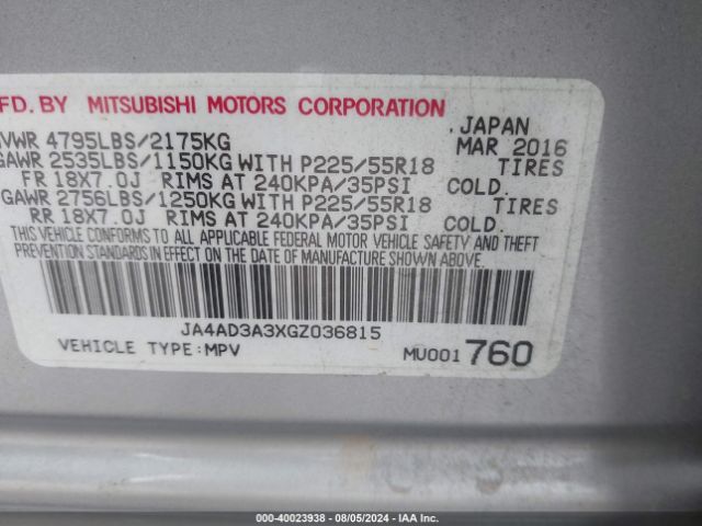 Photo 8 VIN: JA4AD3A3XGZ036815 - MITSUBISHI OUTLANDER 