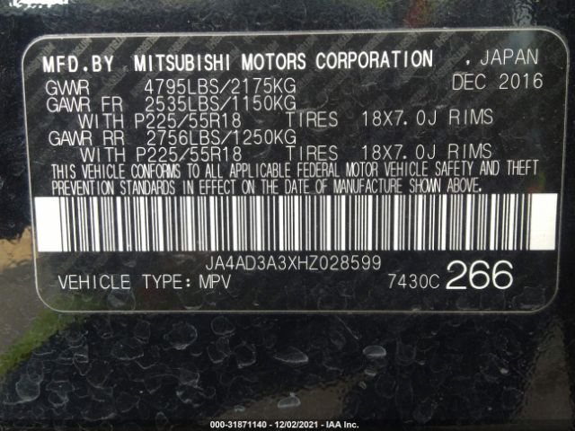 Photo 8 VIN: JA4AD3A3XHZ028599 - MITSUBISHI OUTLANDER 