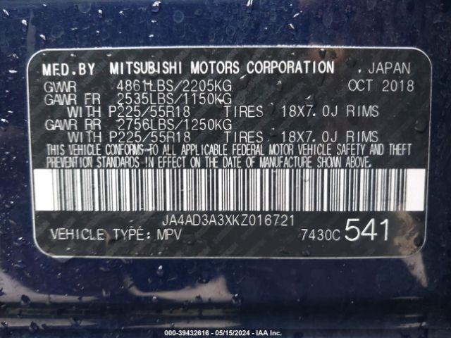 Photo 8 VIN: JA4AD3A3XKZ016721 - MITSUBISHI OUTLANDER 