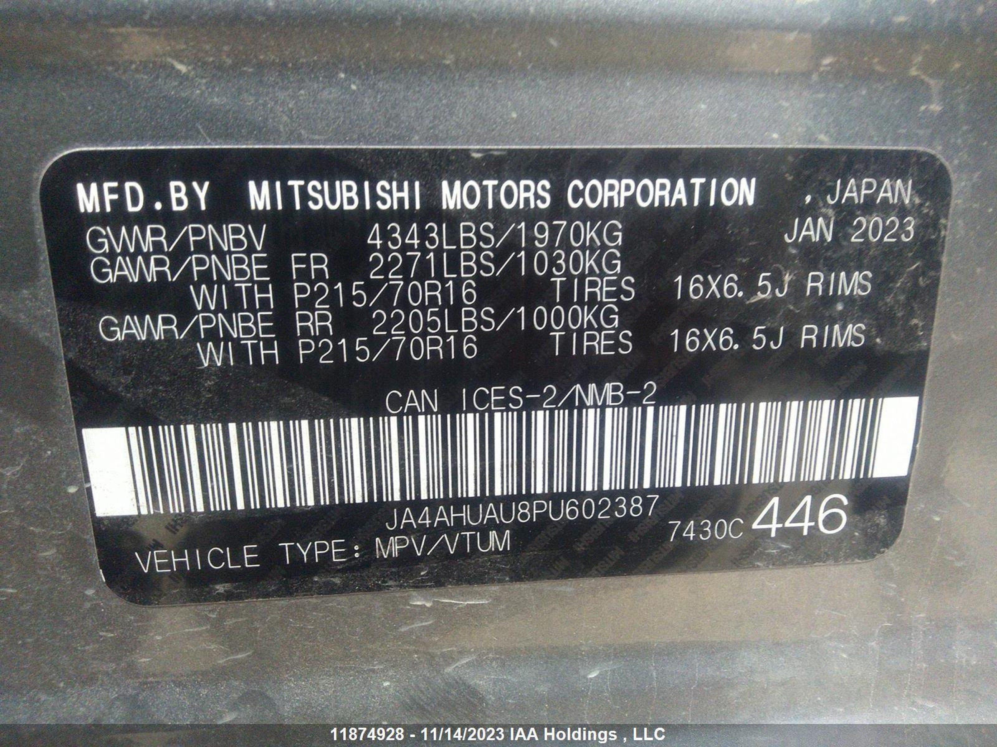 Photo 8 VIN: JA4AHUAU8PU602387 - MITSUBISHI RVR 