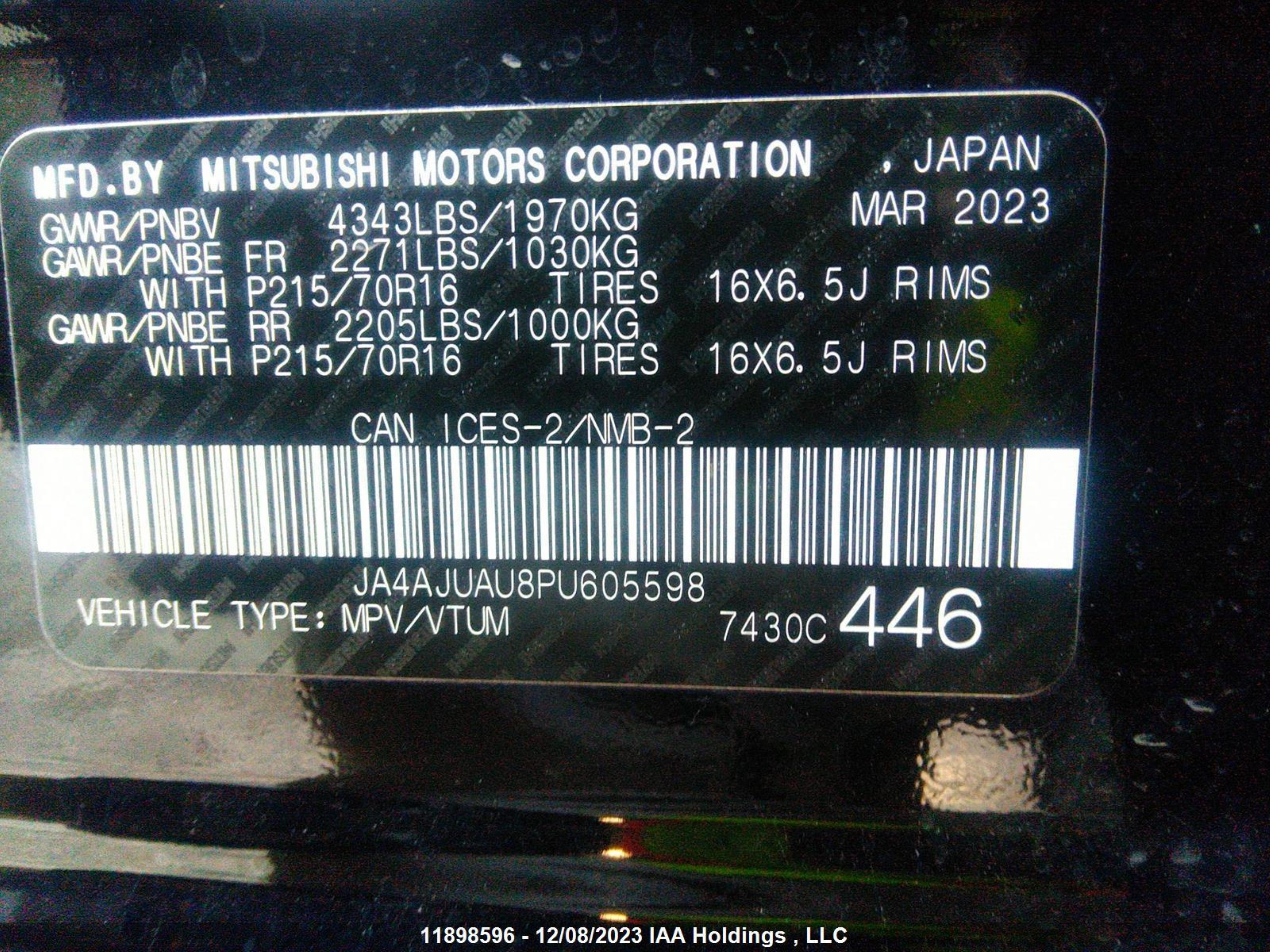 Photo 8 VIN: JA4AJUAU8PU605598 - MITSUBISHI RVR 