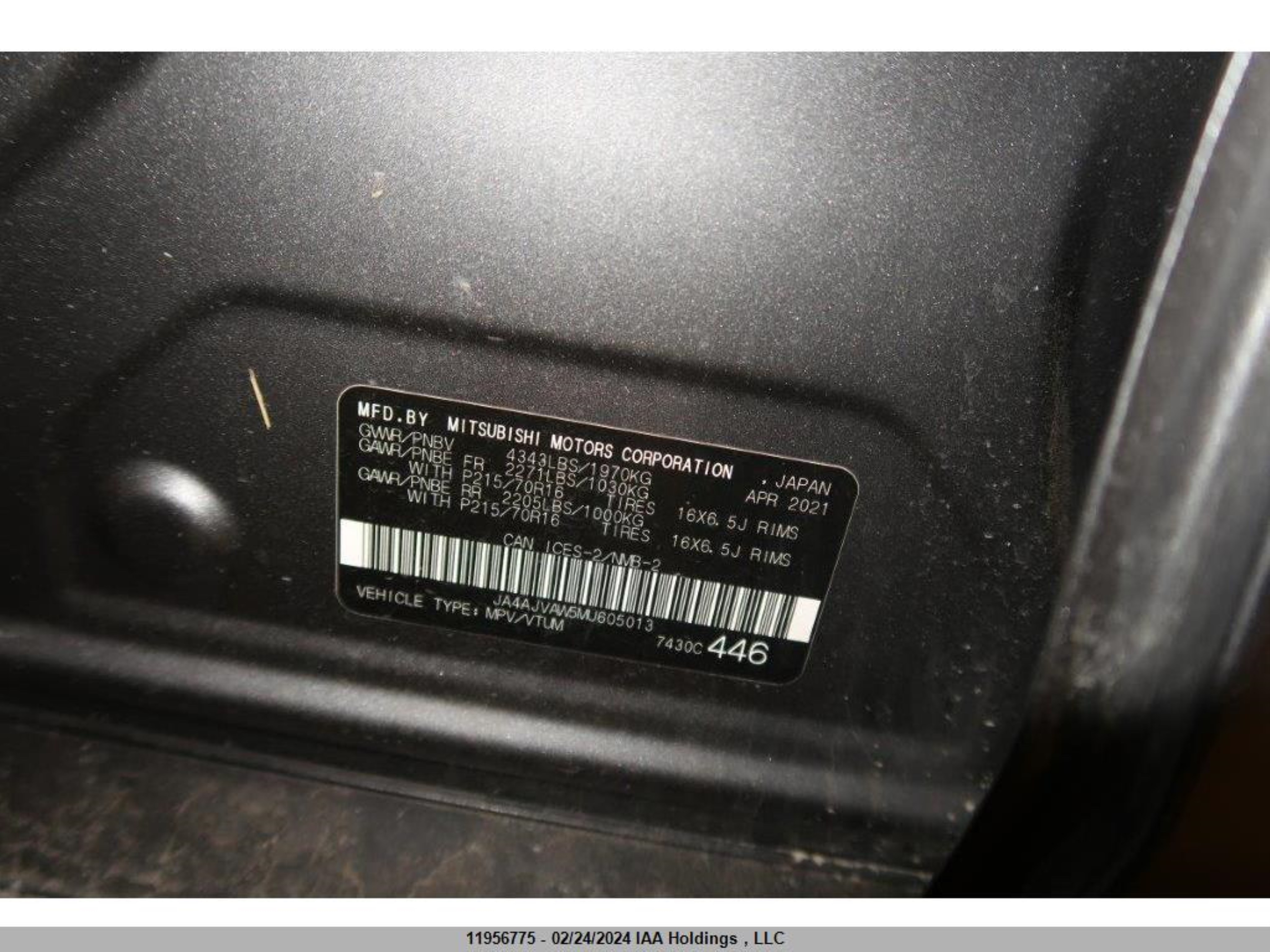 Photo 10 VIN: JA4AJVAW5MU605013 - MITSUBISHI RVR 