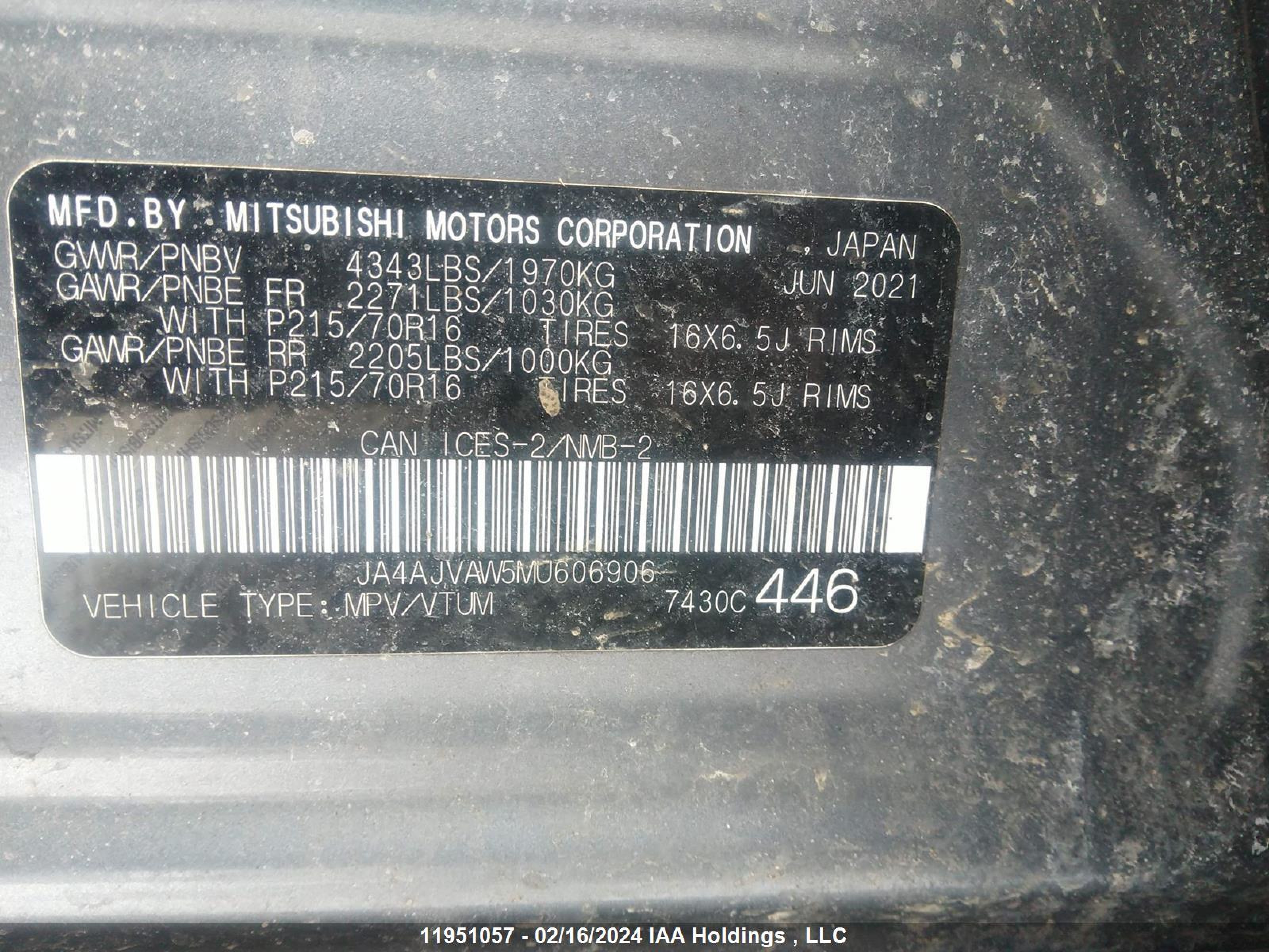 Photo 8 VIN: JA4AJVAW5MU606906 - MITSUBISHI RVR 