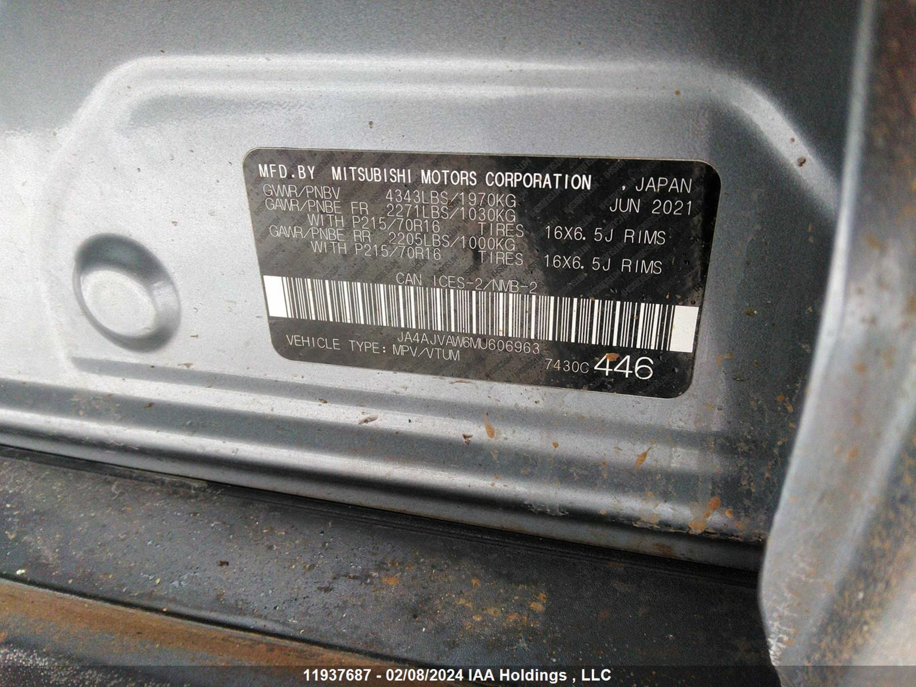 Photo 8 VIN: JA4AJVAW6MU606963 - MITSUBISHI RVR 