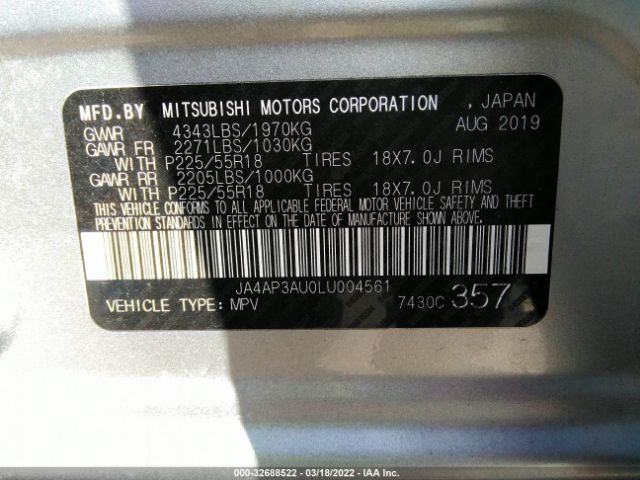 Photo 8 VIN: JA4AP3AU0LU004561 - MITSUBISHI OUTLANDER SPORT 