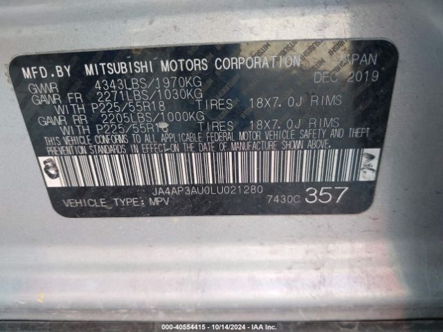 Photo 8 VIN: JA4AP3AU0LU021280 - MITSUBISHI OUTLANDER SPORT 