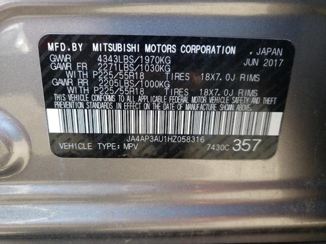 Photo 11 VIN: JA4AP3AU1HZ058316 - MITSUBISHI OUTLANDER 