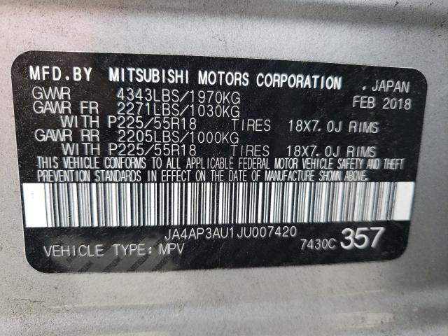 Photo 9 VIN: JA4AP3AU1JU007420 - MITSUBISHI OUTLANDER 