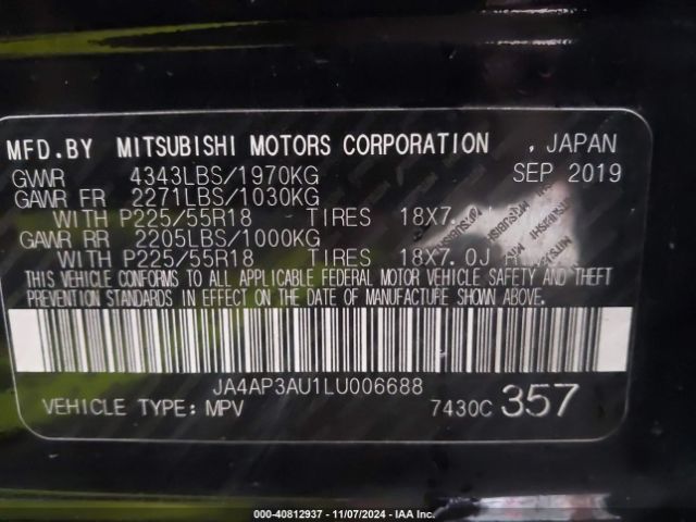 Photo 8 VIN: JA4AP3AU1LU006688 - MITSUBISHI OUTLANDER SPORT 