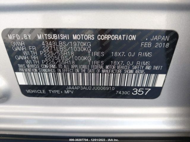 Photo 8 VIN: JA4AP3AU2JU006910 - MITSUBISHI OUTLANDER SPORT 