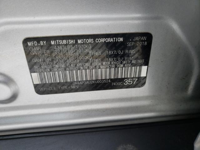 Photo 9 VIN: JA4AP3AU2KU003524 - MITSUBISHI OUTLANDER 