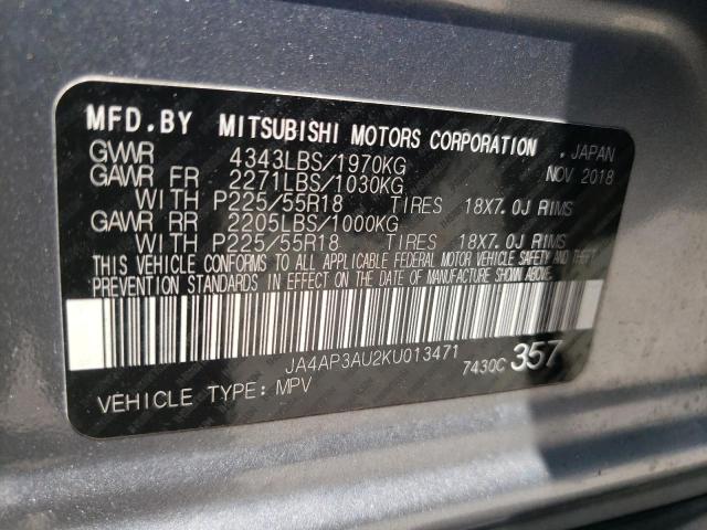 Photo 9 VIN: JA4AP3AU2KU013471 - MITSUBISHI OUTLANDER 