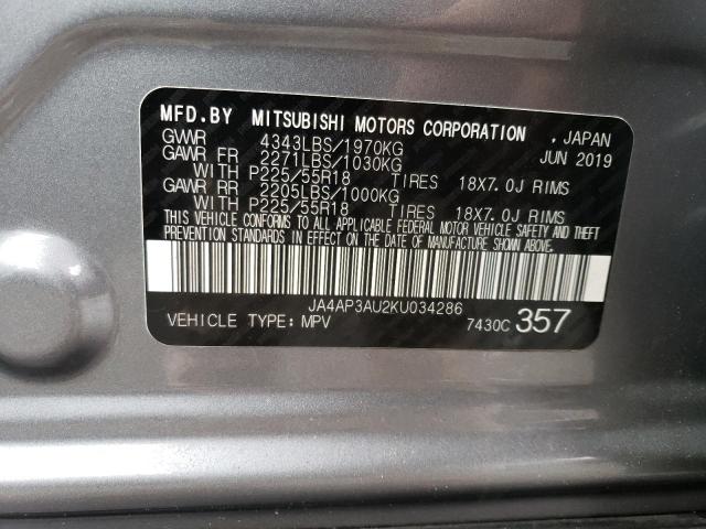 Photo 12 VIN: JA4AP3AU2KU034286 - MITSUBISHI OUTLANDER 