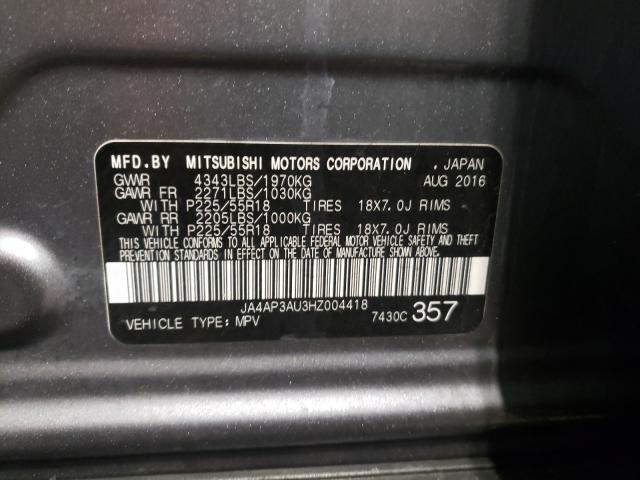 Photo 9 VIN: JA4AP3AU3HZ004418 - MITSUBISHI OUTLANDER 