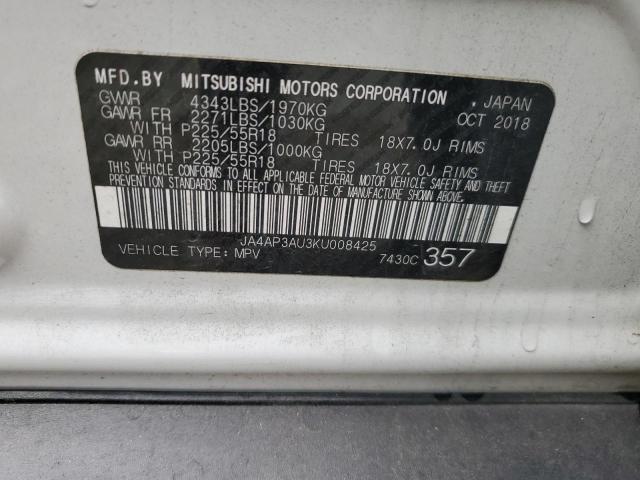 Photo 12 VIN: JA4AP3AU3KU008425 - MITSUBISHI OUTLANDER 