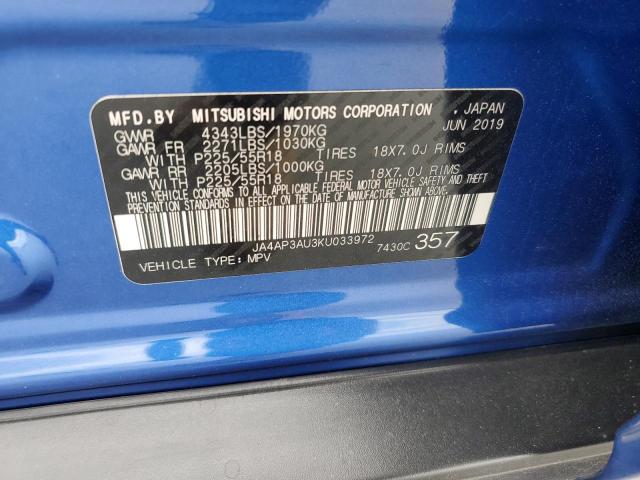 Photo 11 VIN: JA4AP3AU3KU033972 - MITSUBISHI OUTLANDER 