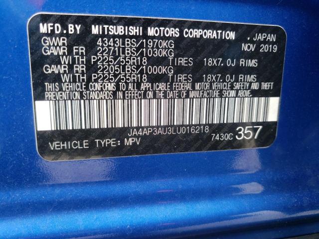 Photo 9 VIN: JA4AP3AU3LU016218 - MITSUBISHI OUTLANDER 