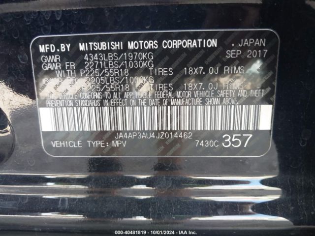 Photo 8 VIN: JA4AP3AU4JZ014462 - MITSUBISHI OUTLANDER SPORT 