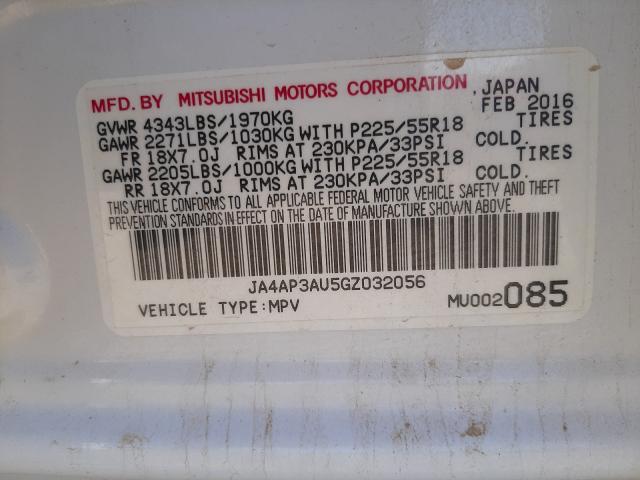 Photo 9 VIN: JA4AP3AU5GZ032056 - MITSUBISHI OUTLANDER 