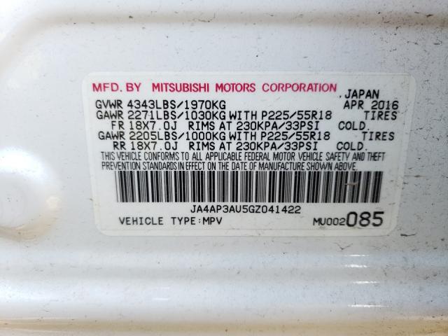 Photo 9 VIN: JA4AP3AU5GZ041422 - MITSUBISHI OUTLANDER 