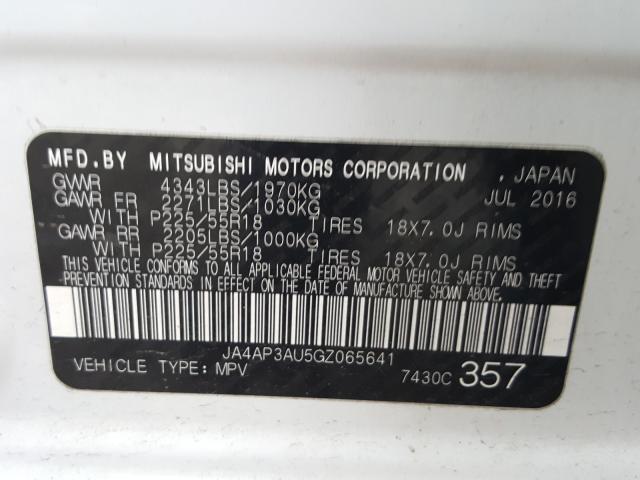 Photo 9 VIN: JA4AP3AU5GZ065641 - MITSUBISHI OUTLANDER SPORT 