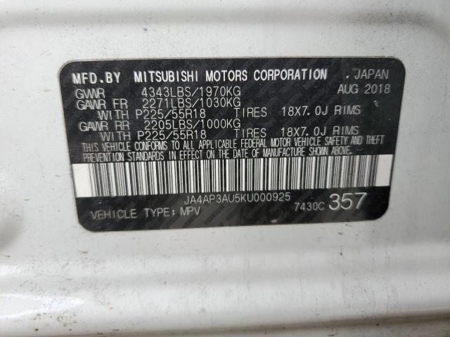 Photo 12 VIN: JA4AP3AU5KU000925 - MITSUBISHI OUTLANDER 