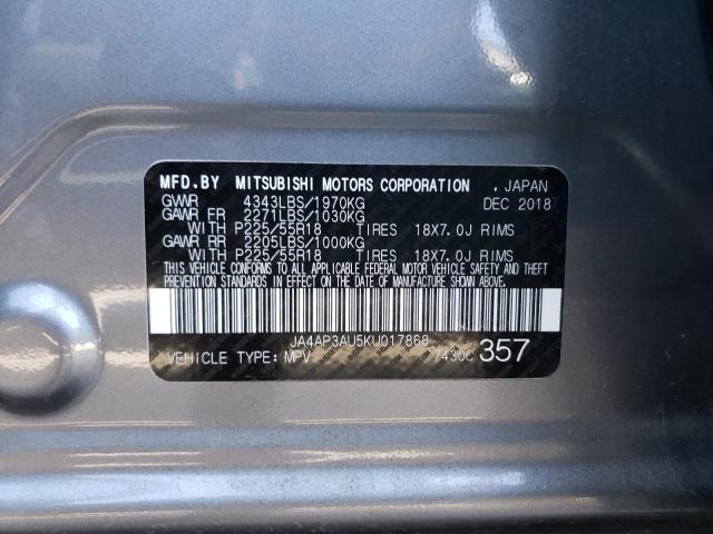 Photo 9 VIN: JA4AP3AU5KU017868 - MITSUBISHI OUTLANDER 