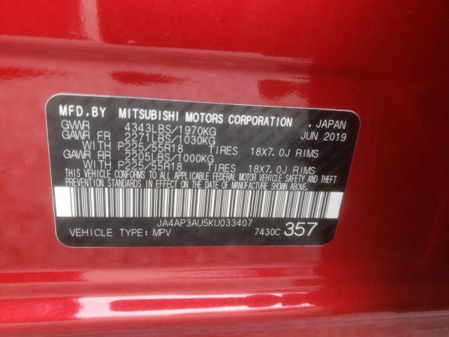 Photo 9 VIN: JA4AP3AU5KU033407 - MITSUBISHI OUTLANDER 