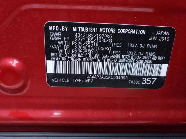 Photo 9 VIN: JA4AP3AU5KU034993 - MITSUBISHI OUTLANDER 