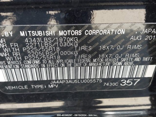 Photo 8 VIN: JA4AP3AU5LU005575 - MITSUBISHI OUTLANDER SPORT 