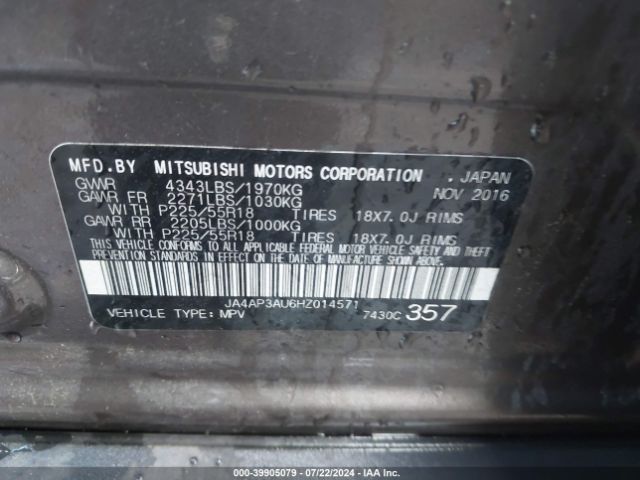 Photo 8 VIN: JA4AP3AU6HZ014571 - MITSUBISHI OUTLANDER SPORT 