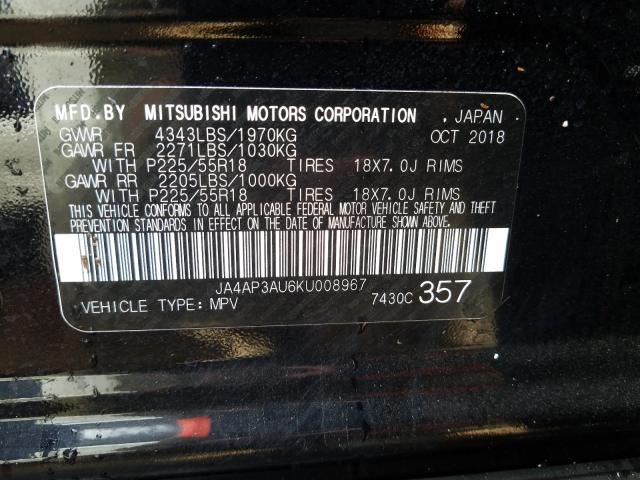 Photo 9 VIN: JA4AP3AU6KU008967 - MITSUBISHI OUTLANDER 