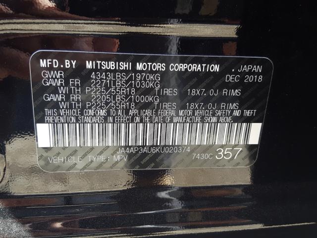 Photo 9 VIN: JA4AP3AU6KU020374 - MITSUBISHI OUTLANDER 