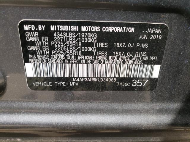 Photo 9 VIN: JA4AP3AU6KU034968 - MITSUBISHI OUTLANDER 