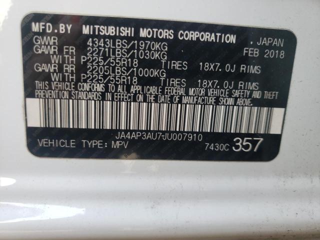 Photo 9 VIN: JA4AP3AU7JU007910 - MITSUBISHI OUTLANDER 