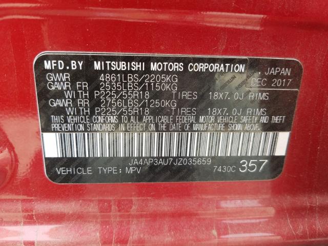 Photo 9 VIN: JA4AP3AU7JZ035659 - MITSUBISHI OUTLANDER 